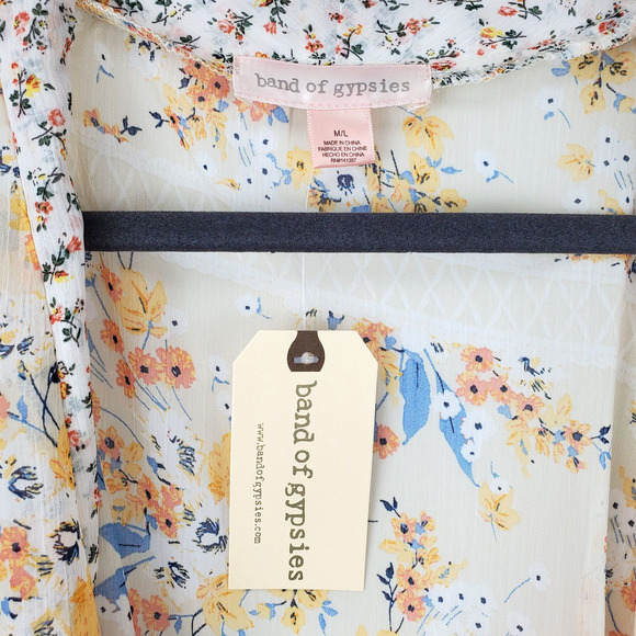 Band of Gypsies Pastel Coquette Kimono Open Duster Cover Up NWT Oversized XS/S - Picture 3 of 7